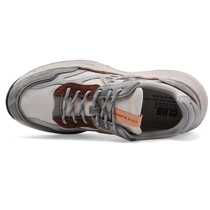 Voile Blanche Men's Club22 Leather Sneakers Light Gray Brown