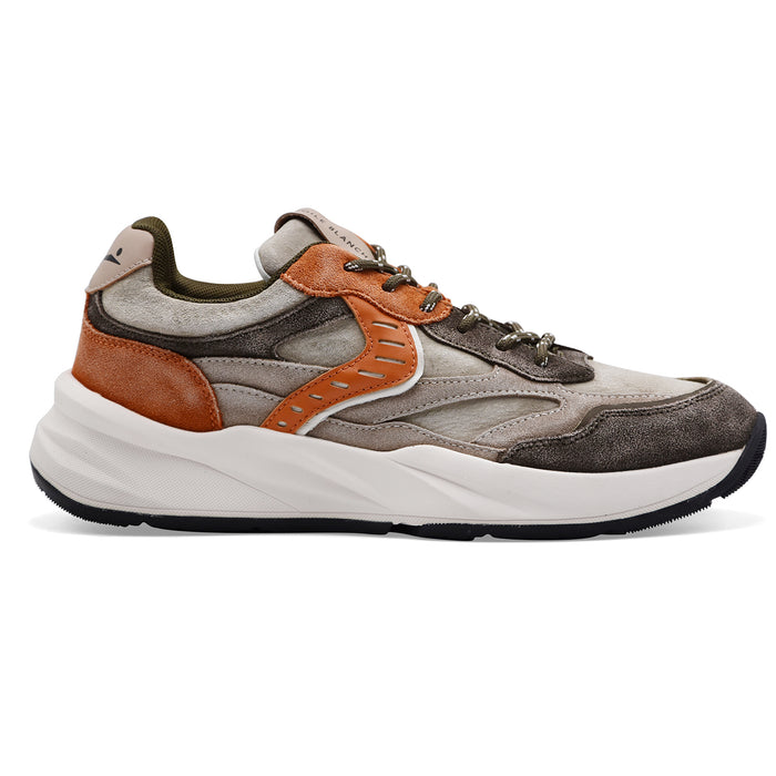 Voile Blanche Men's Club22 Leather Suede Army Green Sand Sneakers