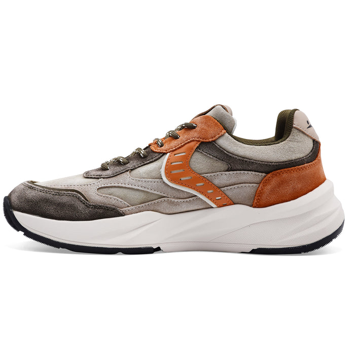 Voile Blanche Men's Club22 Leather Suede Army Green Sand Sneakers
