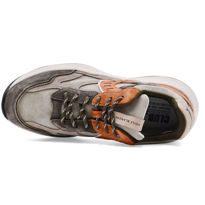 Voile Blanche Men's Club22 Leather Suede Army Green Sand Sneakers