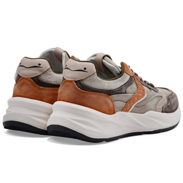 Voile Blanche Men's Club22 Leather Suede Army Green Sand Sneakers