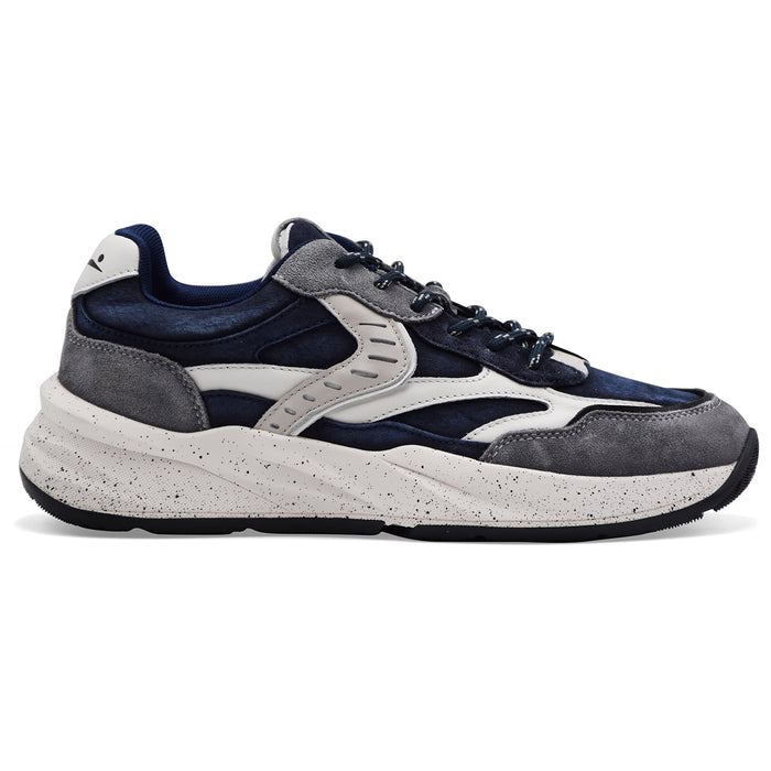 Voile Blanche Men's Club22 Washed Grey Blue Leather Sneakers