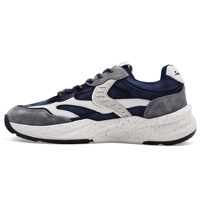 Voile Blanche Men's Club22 Washed Grey Blue Leather Sneakers