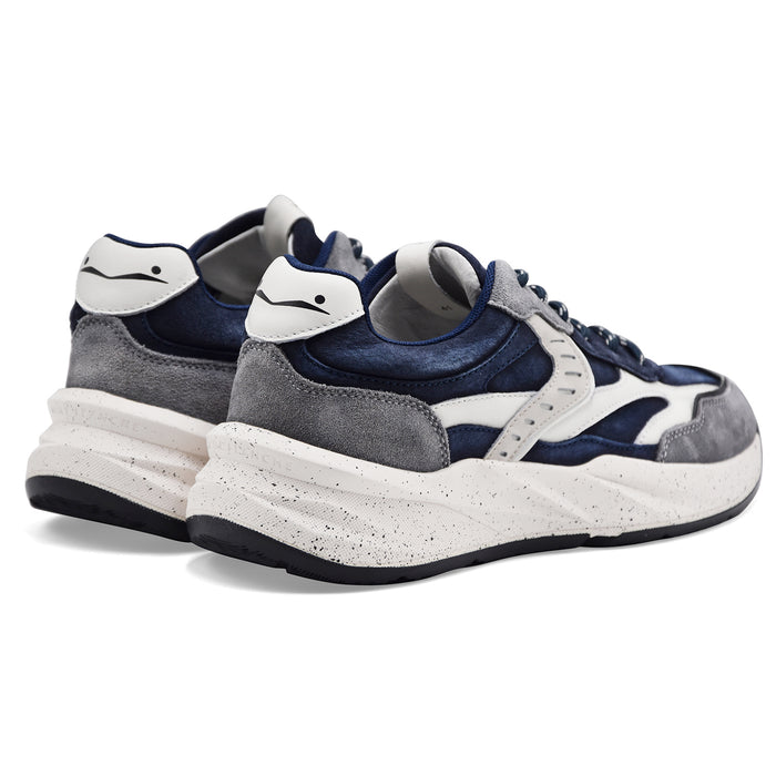 Voile Blanche Men's Club22 Washed Grey Blue Leather Sneakers