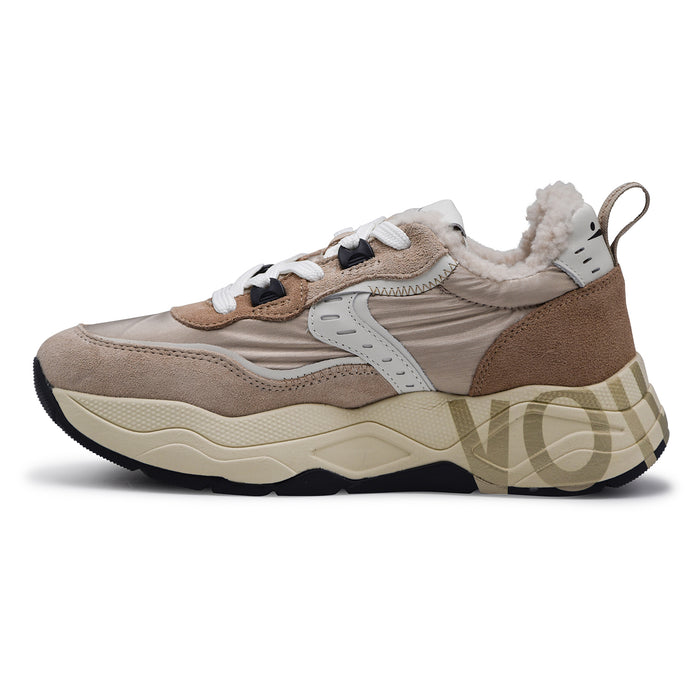 Sneakers Voile Blanche Donna Beige CLUB105 FUR Interno In Teddy