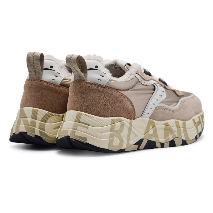 Sneakers Voile Blanche Donna Beige CLUB105 FUR Interno In Teddy