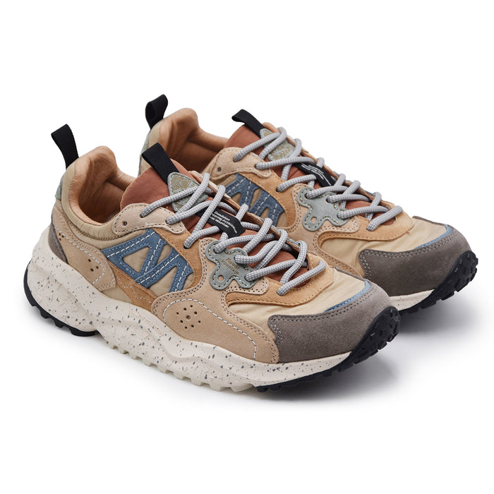 Flower Mountain Uomo Sneakers SOLIN Beige Con Dettagli Celesti