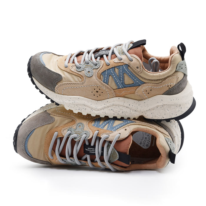 Flower Mountain Uomo Sneakers SOLIN Beige Con Dettagli Celesti