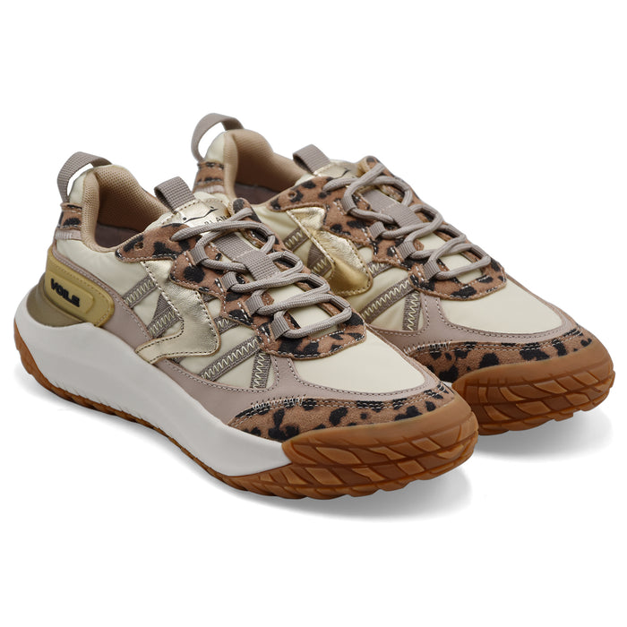Voile Blanche Sneakers Donna CLUB ACT 2 W. Beige E Leopardato