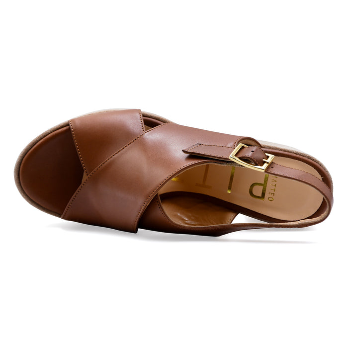 Matteo Pitti Donna Sandali 2052 Pelle Marrone E Camoscio Beige
