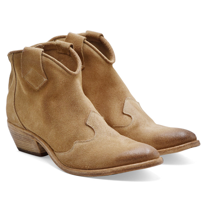 Texani Donna Riccardo P. Pelle Scamosciata Beige Made In Italy