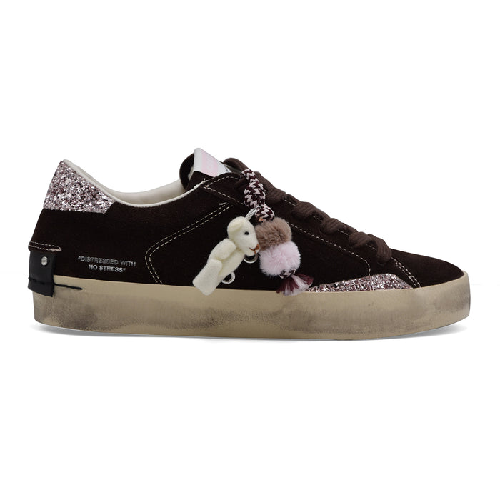 Crime London DISTRESSED Sneakers Donna Vero Camoscio Marrone