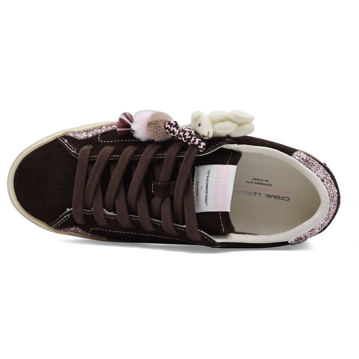 Crime London DISTRESSED Sneakers Donna Vero Camoscio Marrone