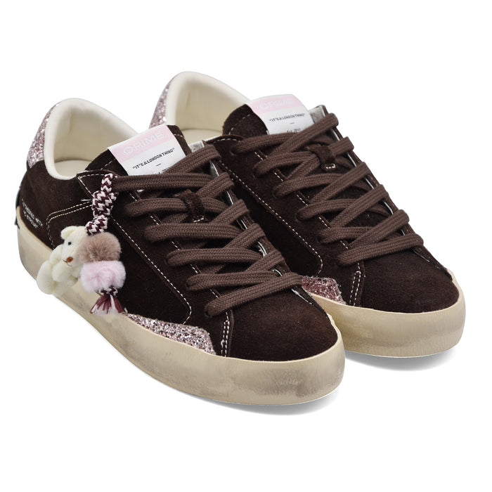 Crime London DISTRESSED Sneakers Donna Vero Camoscio Marrone