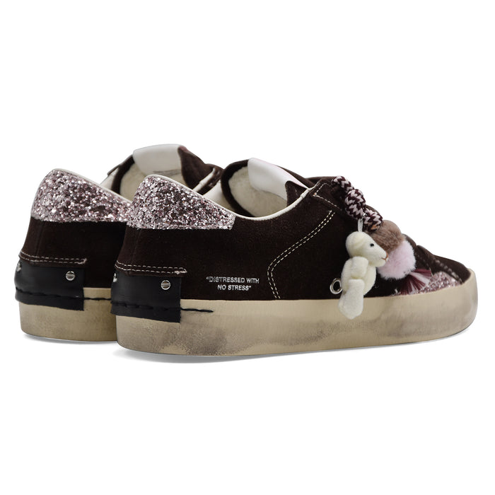 Crime London DISTRESSED Sneakers Donna Vero Camoscio Marrone