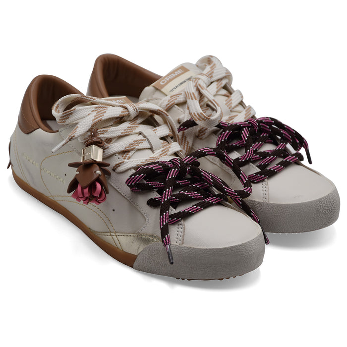 Sneakers Donna Crime London SNEAKERINA In Pelle Bianco E Cuoio
