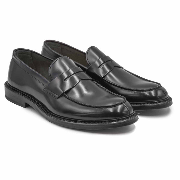 Doucal's Black Moccasins Handcrafted Men's Tray