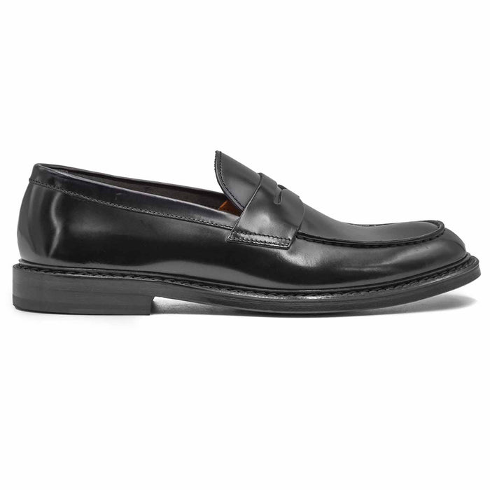 Doucal's Black Moccasins Handcrafted Men's Tray