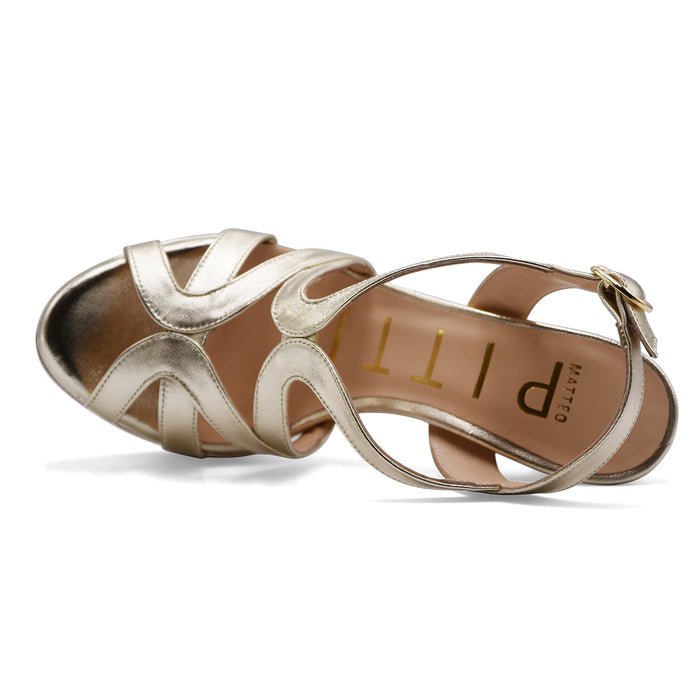 Sandali Matteo Pitti Donna 2455 Vera Pelle Platino Con Plateau