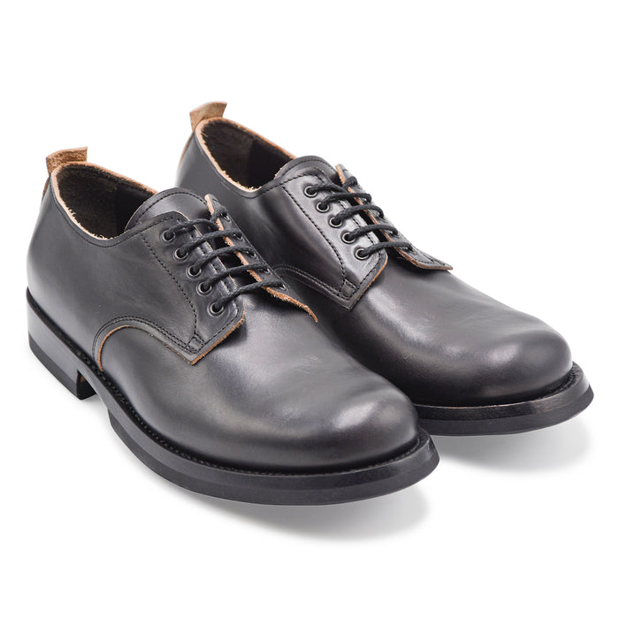 Allacciata Uomo Shoto Nero In Pelle Con Suola In Gomma Vibram