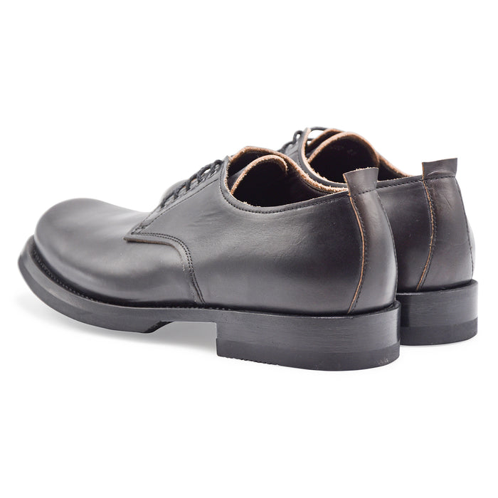 Allacciata Uomo Shoto Nero In Pelle Con Suola In Gomma Vibram