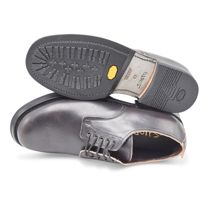 Allacciata Uomo Shoto Nero In Pelle Con Suola In Gomma Vibram