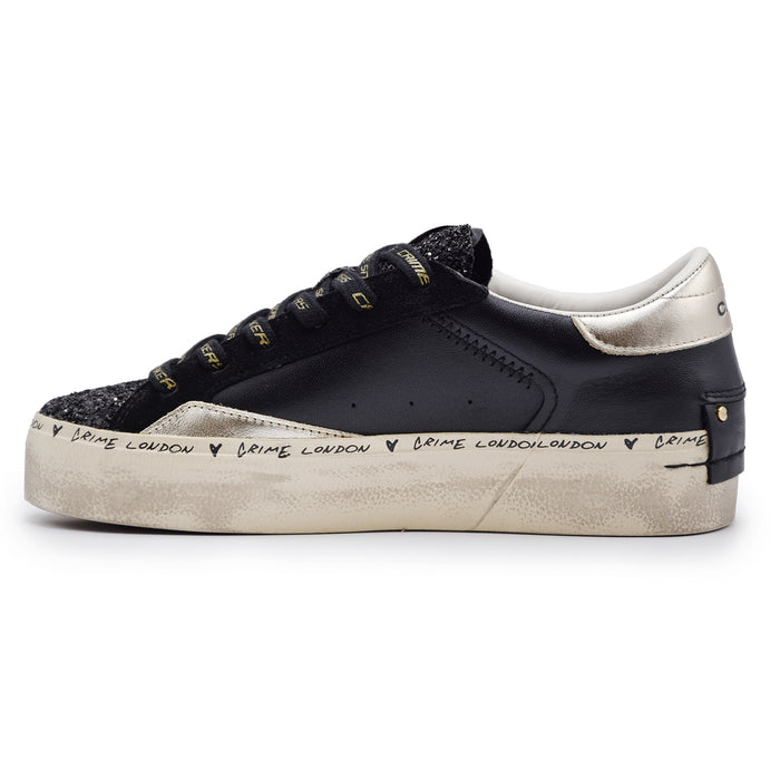 Sneakers Crime London Donna Distressed Platform Nero Oro Glitter