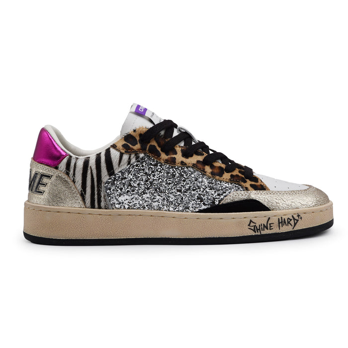 Sneakers Crime London Donna Chelsea Jungle Fever Glitter Argento