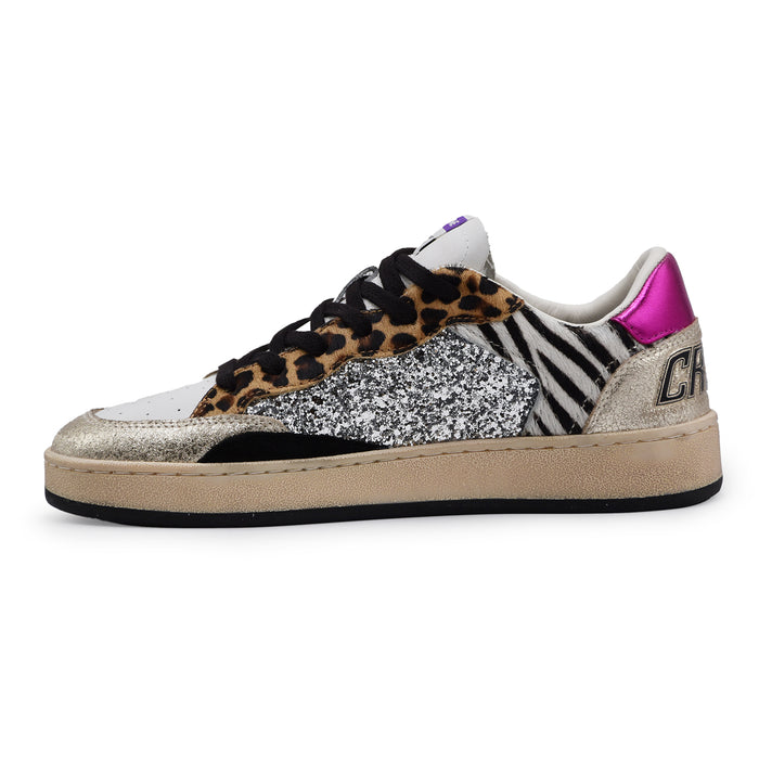 Sneakers Crime London Donna Chelsea Jungle Fever Glitter Argento