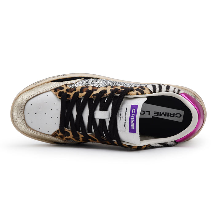 Sneakers Crime London Donna Chelsea Jungle Fever Glitter Argento