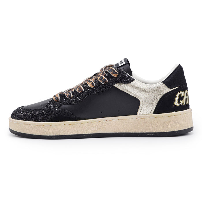 Sneakers Crime London Donna Chelsea Gold Touch Pelle Glitter Nero