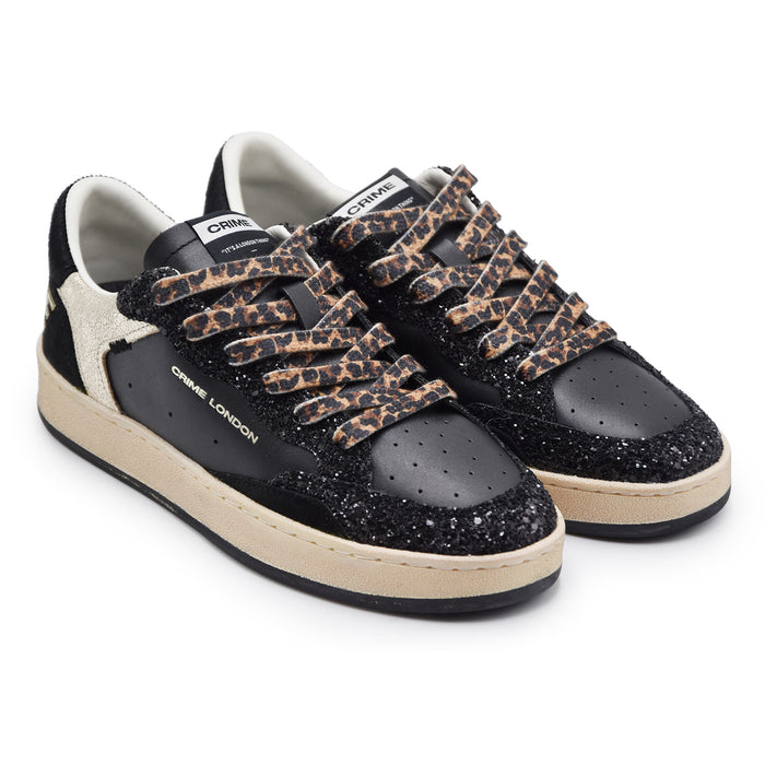 Sneakers Crime London Donna Chelsea Gold Touch Pelle Glitter Nero