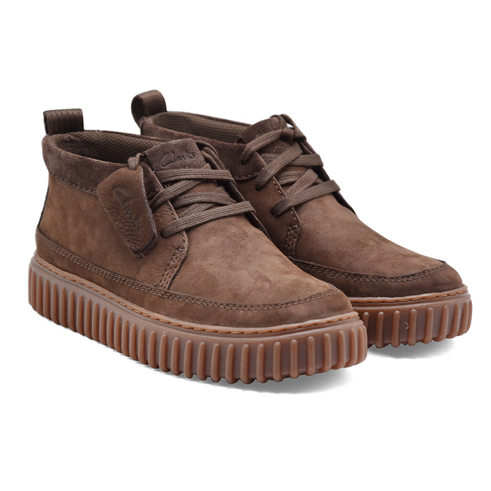 Allacciata Uomo Clarks Torhill Lace Hi In Nabuck Marrone Scuro