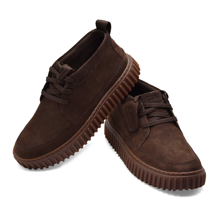 Allacciata Uomo Clarks Torhill Lace Hi In Nabuck Marrone Scuro