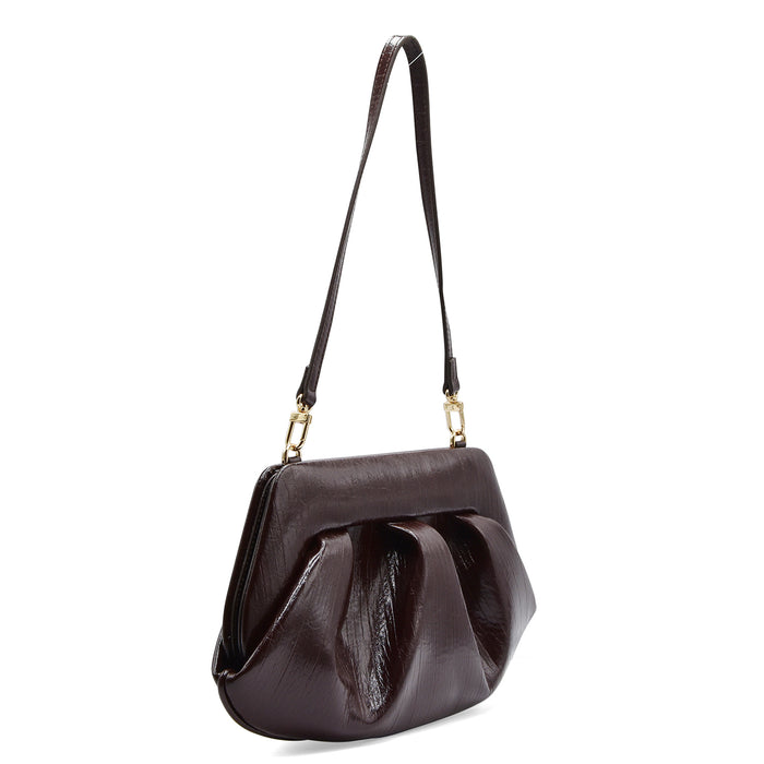 Borsa Themoirè Bios Baguette Vegan Fabric Rigato Chocolate Plum