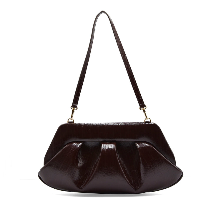 Borsa Themoirè Bios Baguette Vegan Fabric Rigato Chocolate Plum