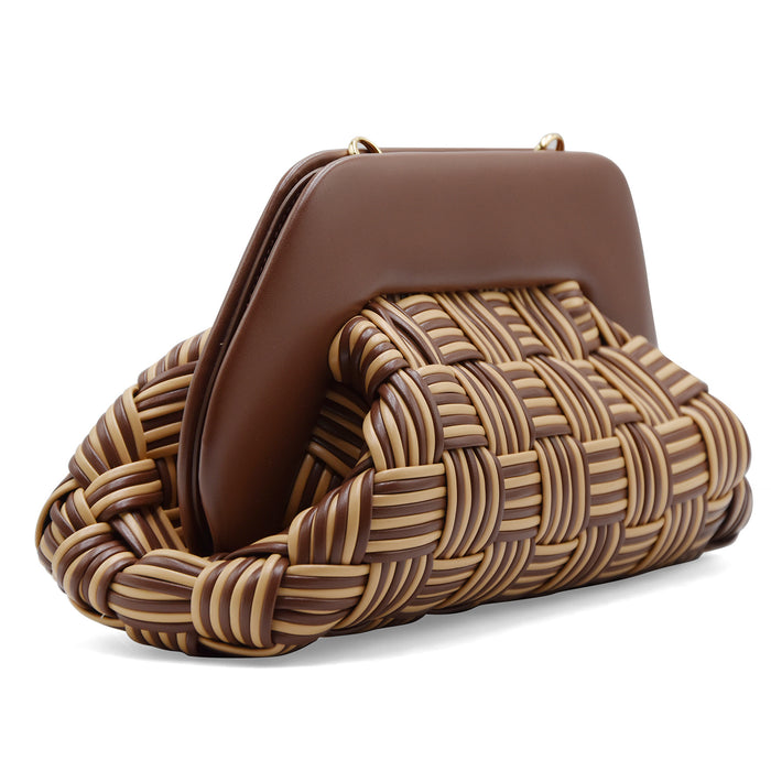 Borsa THEMOIRè Bios Medium Intreccio Vegan Fabric Marrone Sabbia