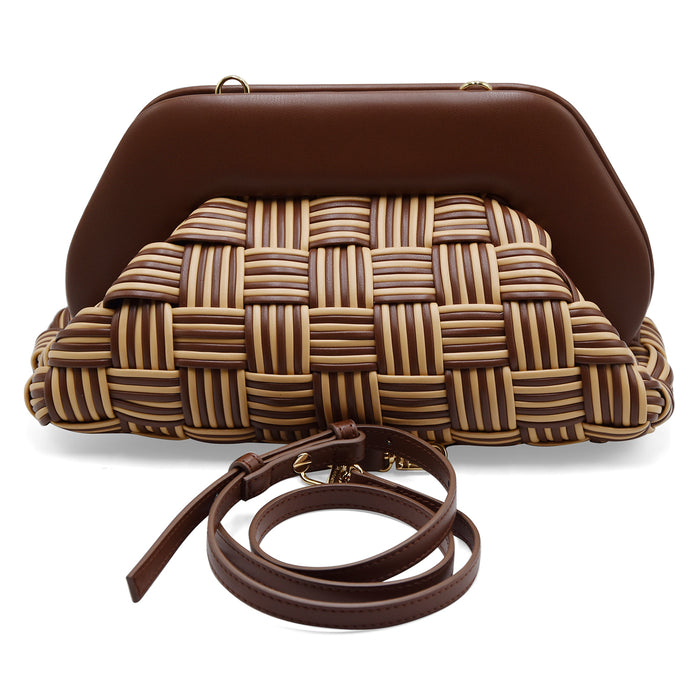 Borsa THEMOIRè Bios Medium Intreccio Vegan Fabric Marrone Sabbia