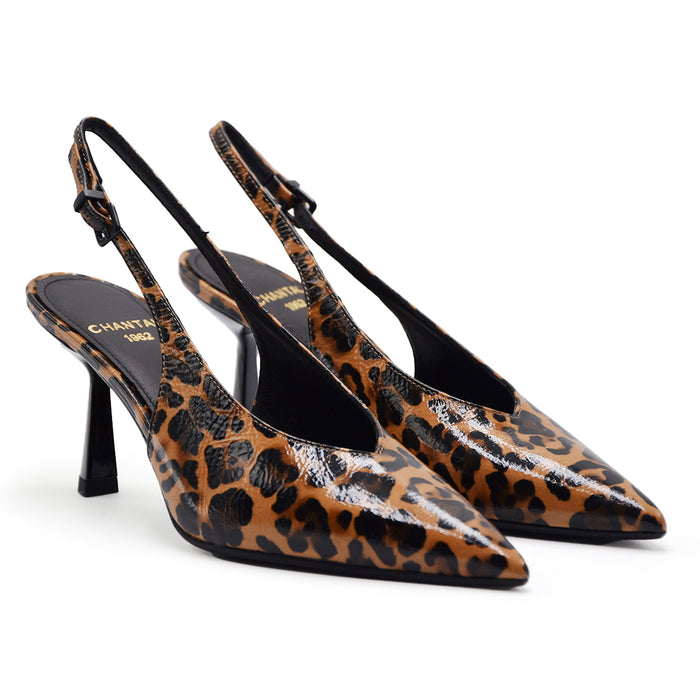 Slingback Chantal 1962 Donna Pelle Leopardata Silhouette A Punta