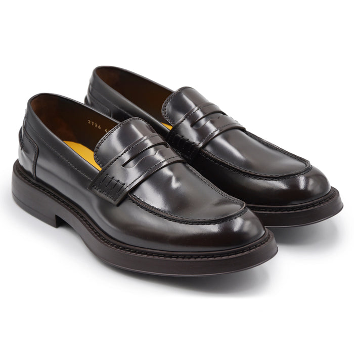 Mocassini Doucal's Uomo Pelle Ebano Con Suola In Gomma Leggera