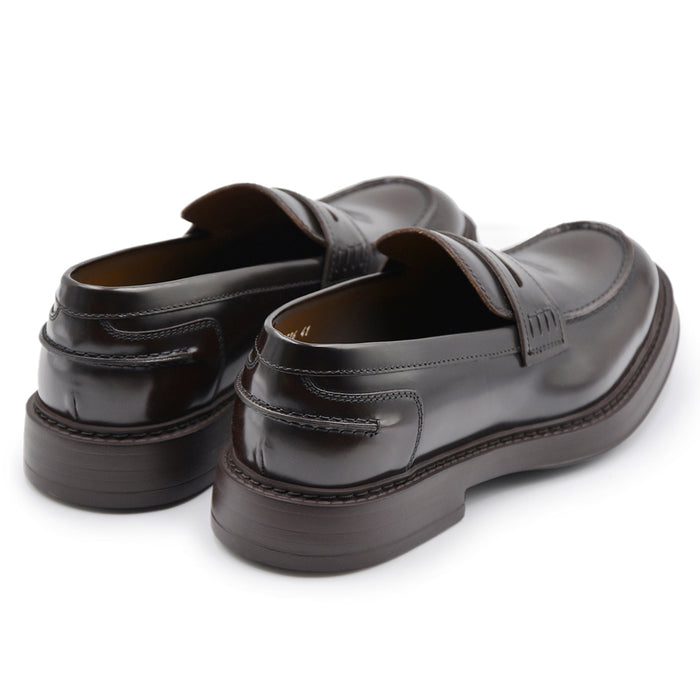 Mocassini Doucal's Uomo Pelle Ebano Con Suola In Gomma Leggera