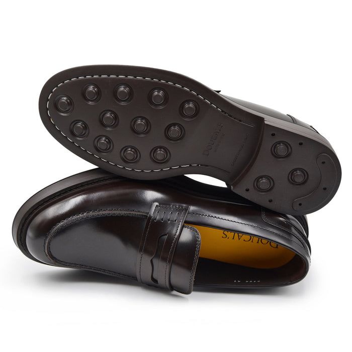 Mocassini Doucal's Uomo Pelle Ebano Con Suola In Gomma Leggera