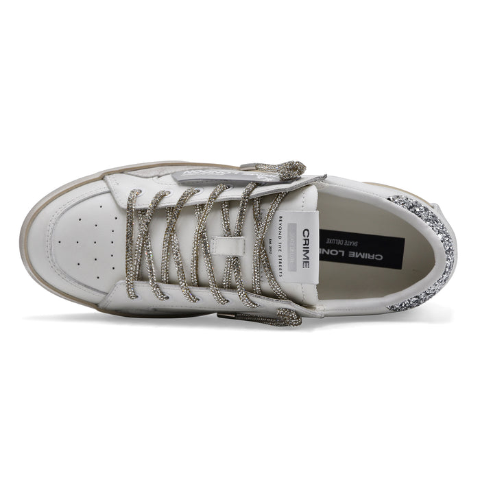 Sneakers Crime London Donna Sk8 Bianco Deluxe Always Shining
