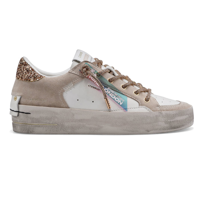 Women's Crime London Sk8 Deluxe Wedge Champagne Dust Gold Sneakers
