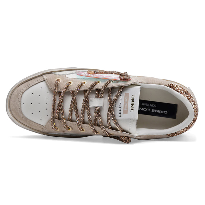Women's Crime London Sk8 Deluxe Wedge Champagne Dust Gold Sneakers