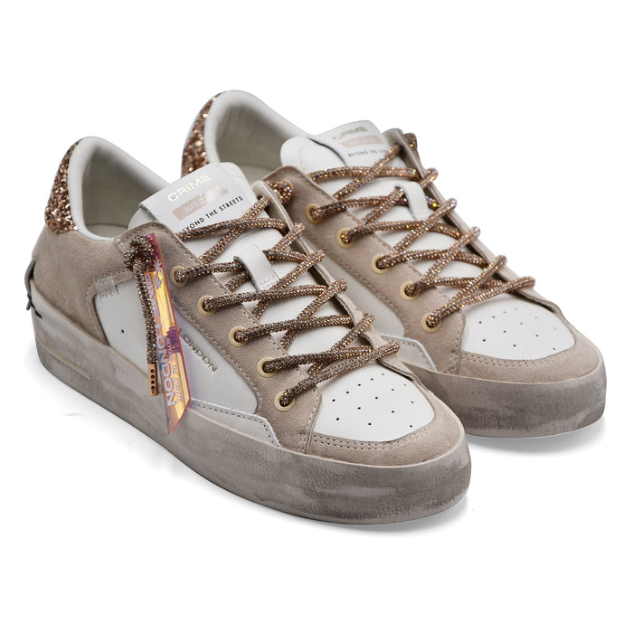 Women's Crime London Sk8 Deluxe Wedge Champagne Dust Gold Sneakers