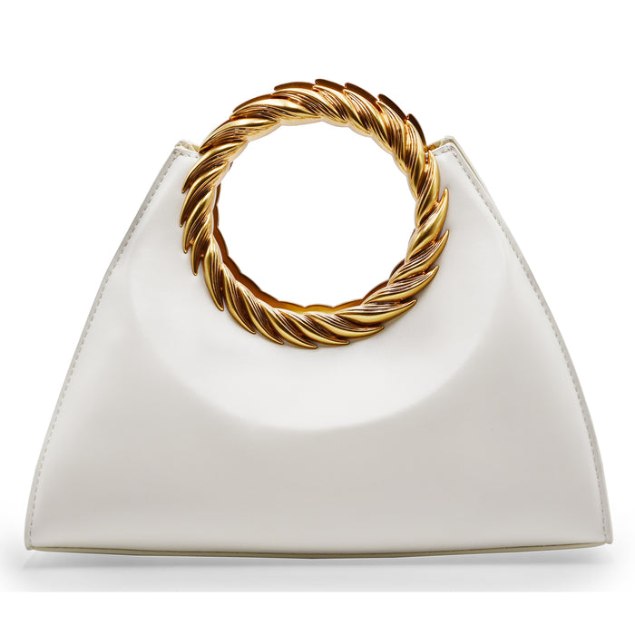 JW PEI Amiya Leaf Handle Bag White Sculptural Design