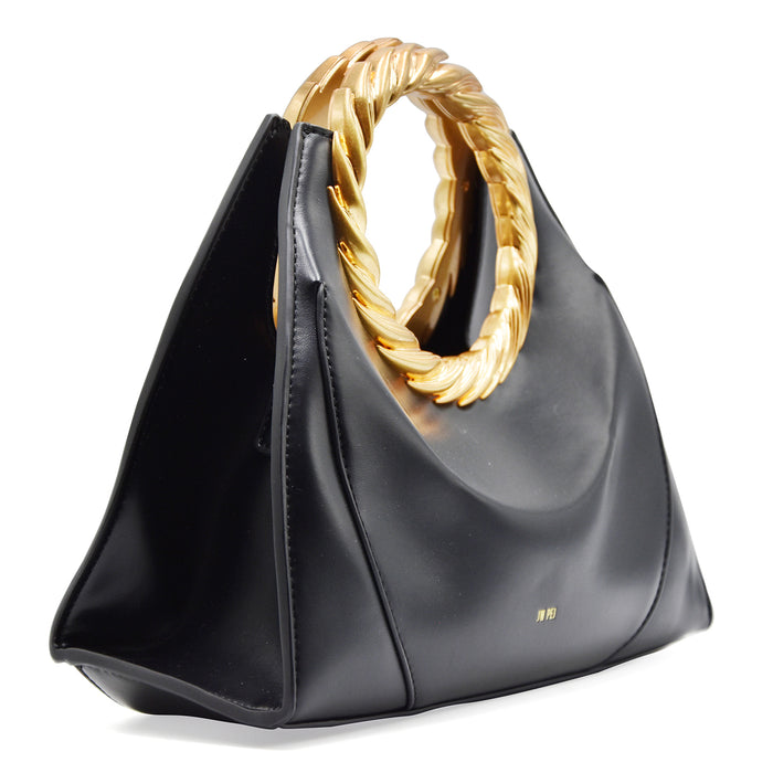Borsa JW PEI Donna Amiya Nero Manico A Foglia Finiture Dorate