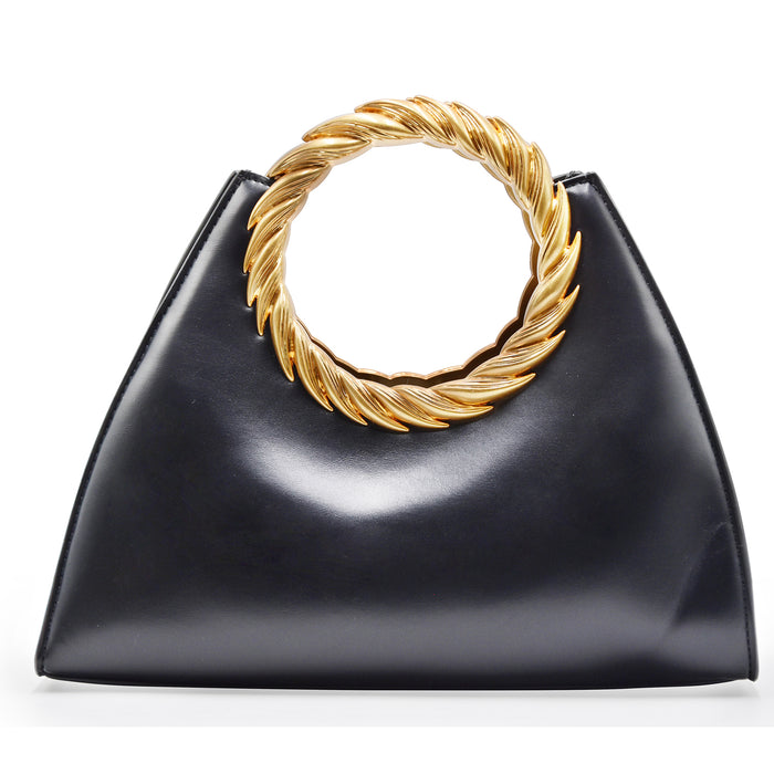 Borsa JW PEI Donna Amiya Nero Manico A Foglia Finiture Dorate