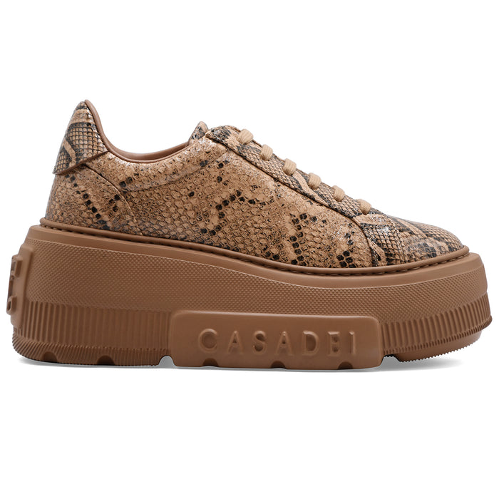 Sneakers Casadei Donna Nexus Basilisco Natur Zeppa Ultraleggera